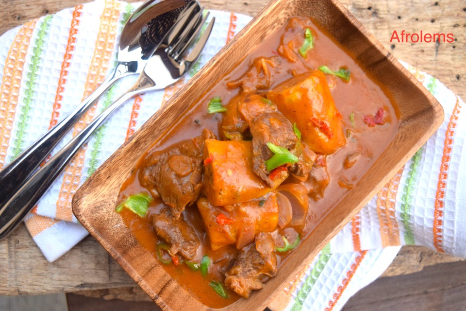Ethopian plantain and beef stew