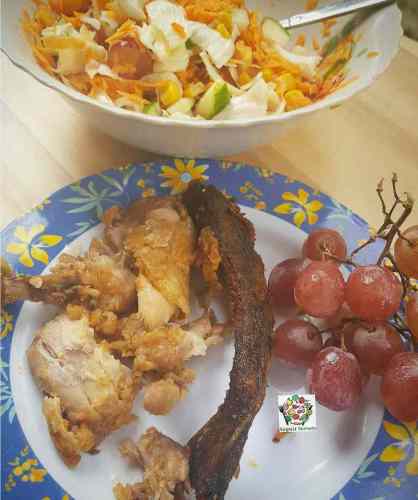 Fruit and chicken salad